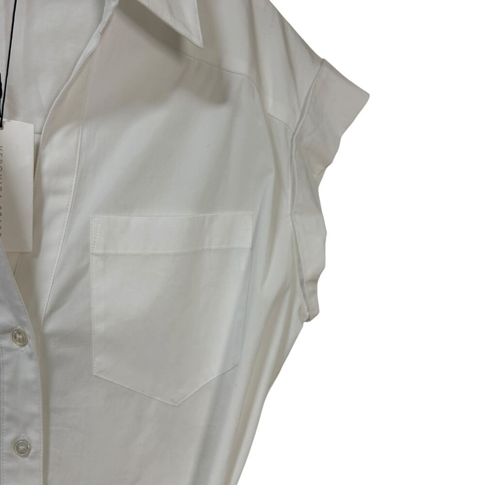 Veronica Beard NWT 'Aimee' Mini Shirt-Dress Wrap-Tie Front Collared White Size 4 - Picture 11 of 11